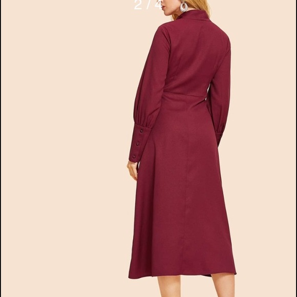 SHEIN 70s Buttoned Cuff Tied Neck Dress vintage - Picture 2 of 4